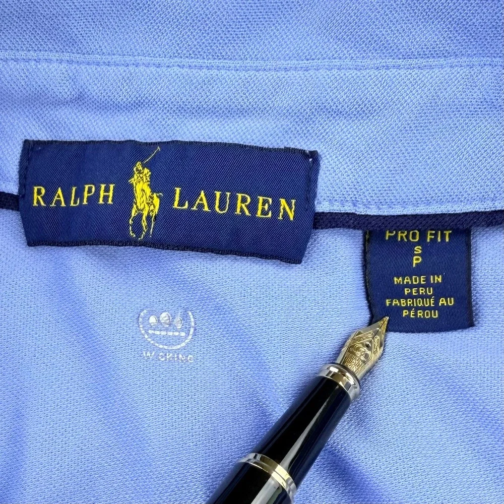 Ralph Lauren Pro Fit Polo Shirt Men Small Blue Golf Wicking Cotton Holdings Logo